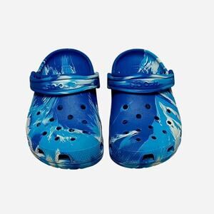 Youth 4/6 blue and white Crocs